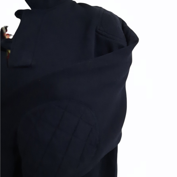 Mens Pullover Top Fleece Blue Medium Pockets Button - Picture 4 of 5